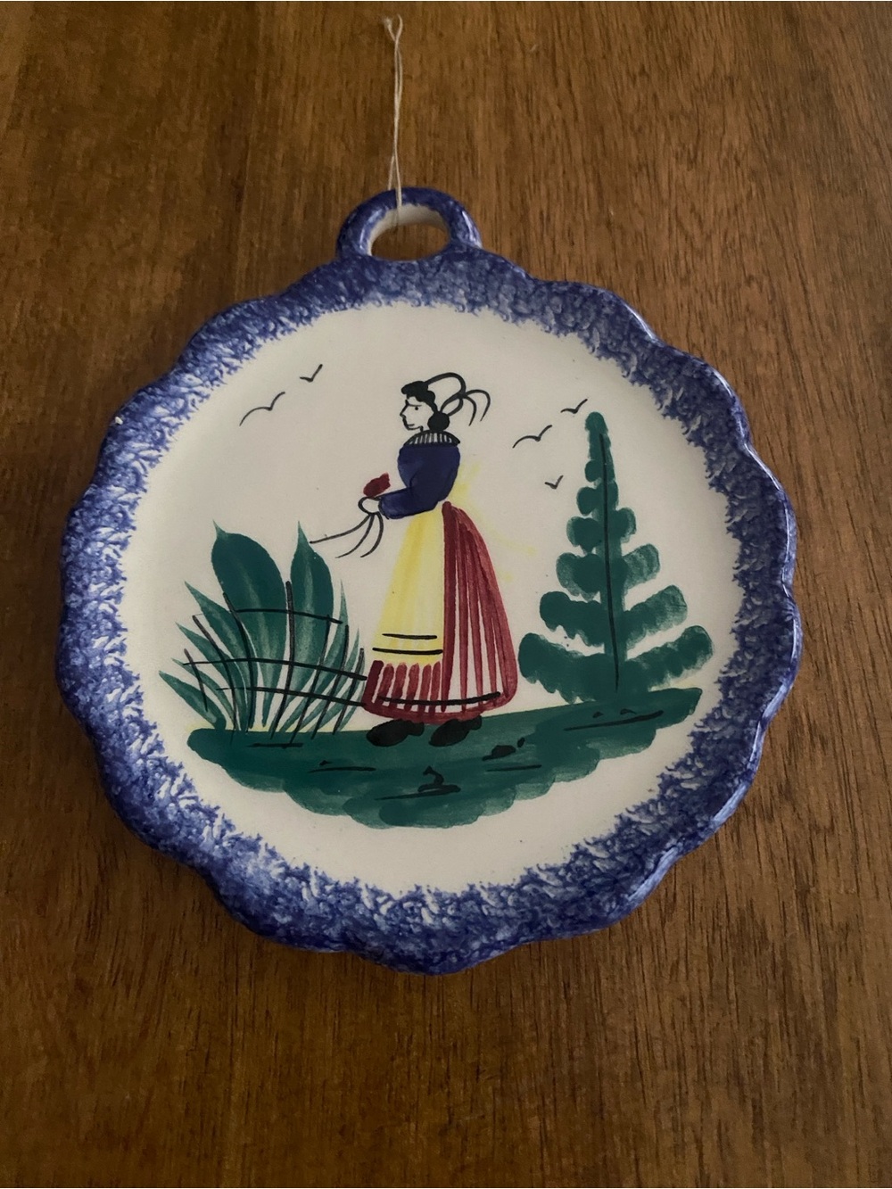 Henriot Quimper France F335 D201 Hand Painted Breton Woman Wall Plaque SpoonRest